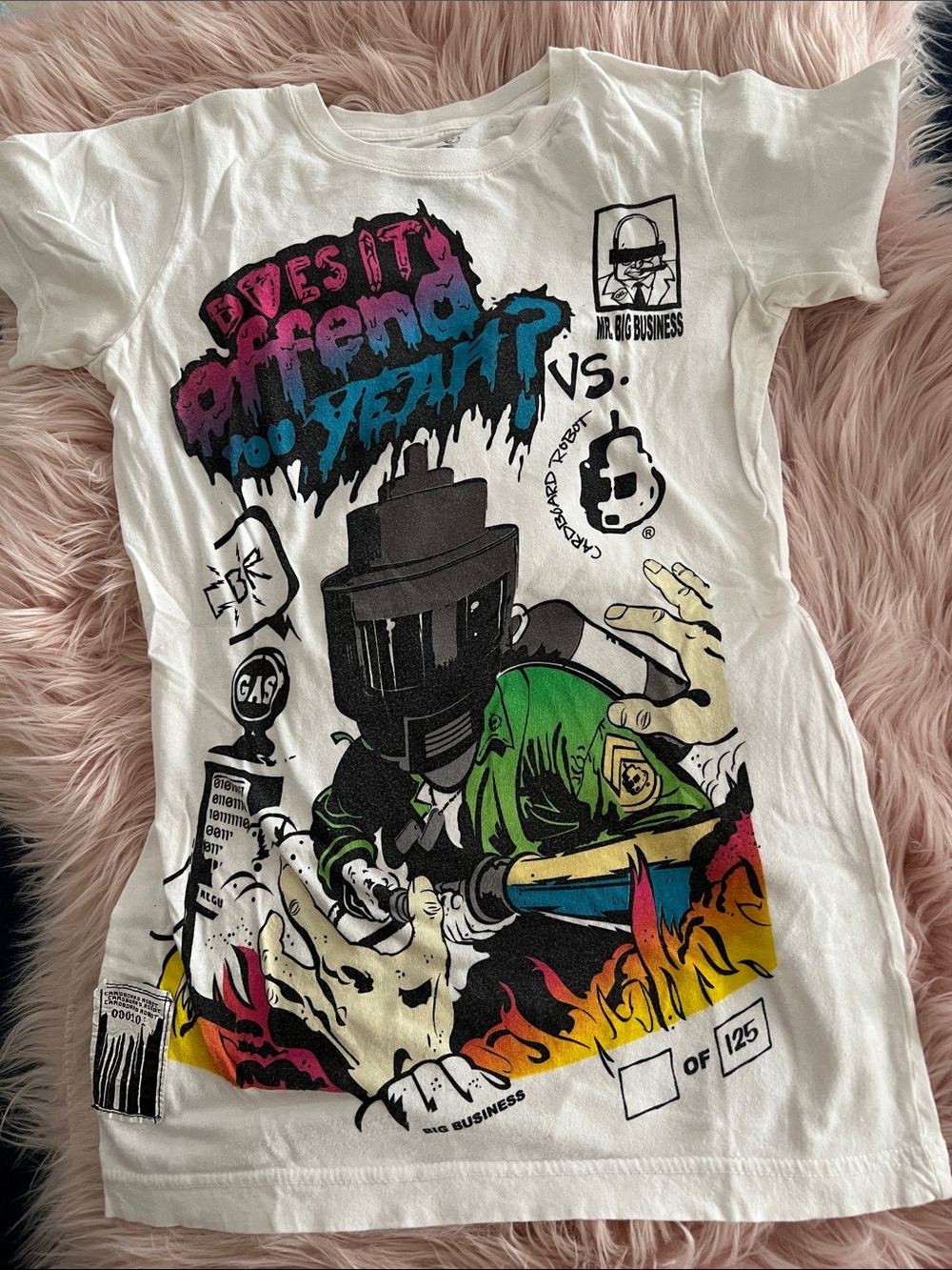 Vintage CBR White Graphic Tee Comic band shirt Does It Offend You Yeah!